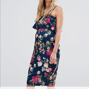 ASOS Maternity Ruffle Bandeau Midi Dress Floral